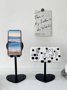 Heart-Shaped Metal Adjustable Desktop Stand, Creative Love-Shaped Expandable Phone Holder, Stable Non-Slip Tablet Stand For Live Streaming And Slouchy Use - Black - View 3