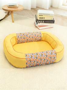 Breathable Pet Bed Suitable For Small & Medium Dogs/Cats, Cute Floral Print Washable Dog House, Soft Plush Soothing Type Dog Bed With Non-Slip Bottom, Comfortable Pet Cat Dog Bed For All Seasons - Multicolor - View 16