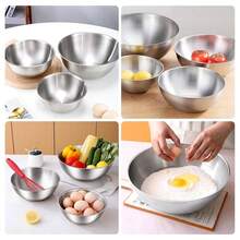 4个304不锈钢搅拌碗，带刻度，防锈，易清洗，可叠放，是厨房烹饪、烘焙和食品准备的理想之选。 - 銀色 - 查看 3