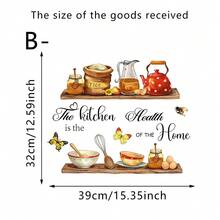 1张厨房防水墙贴，图案包含烘焙原料、茶壶和柠檬等水果，适用于餐厅橱柜防溅板装饰，乡村风格壁画 - 多色 - 查看 12