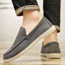 (Run Small, Please Order One Size Up) Men's Retro Slip-On Casual Loafers, Anti-Slip, Breathable, Comfortable, Fashionable & Minimalist - Grey - View 5