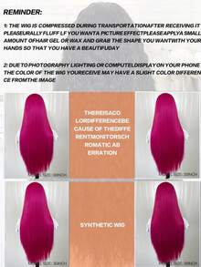 浅粉色长直发假发，玫瑰粉色合成蕾丝前假发，预先拔毛，自然发际线，耐热纤维假发，角色扮演日常佩戴假发 - 彩色 - 查看 11