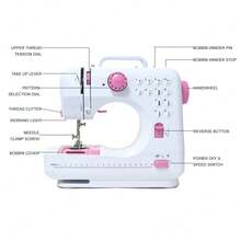 Small 6in1 Portable Mini Sewing Machine Set, With 42PCS Tool Kit, Overlocking Machines, Multifunctional Electric Sewing Machine, Edge Locking Machines With Extension Table, Foot Pedal, Light, And Sewing Kit Tools, 12Built-In Stitches 2 Speed, Can Lock The Edges, Suitable For Beginners And DIY Sewing Enthusiasts - 查看 5