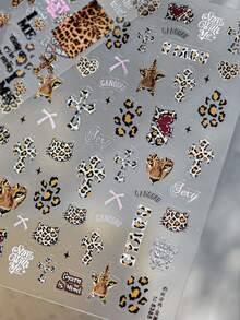 1片5D豹纹金属复古自粘美甲贴纸，DIY美甲装饰贴纸，美甲用品 - 彩色 - 查看 4