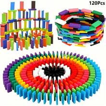 120片装木制多米诺骨牌套装，色彩缤纷的棋盘游戏，创意堆叠滚动游戏，不含配件，适合学习和家庭娱乐，混合颜色，户外游戏 | 经典棋盘游戏 | 耐用的木质结构，趣味桌面游戏，多米诺骨牌，户外露营旅行游戏，节日派对桌面游戏，多功能桌面游戏，是生日、婚礼、毕业典礼、露营、度假、派对和其他休闲娱乐活动的理想之选。 - 彩色 - 查看 8