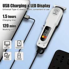 ENSSU Alat Cukur Bulu Anjing Profesional, Perlengkapan Perawatan Hewan Peliharaan, Set Pemangkas Anjing Rendah Suara dengan Layar LED dan 4 Sisir Pemandu, Memenuhi Berbagai Kebutuhan Penataan, Pemangkas Bulu Stainless Steel Isi Ulang dengan Pisau Keramik, Cocok untuk Anjing, Kucing, dan Hewan Peliharaan Lainnya, Aksesori Hewan Peliharaan Tahan Lama - MultiWarna - View 8