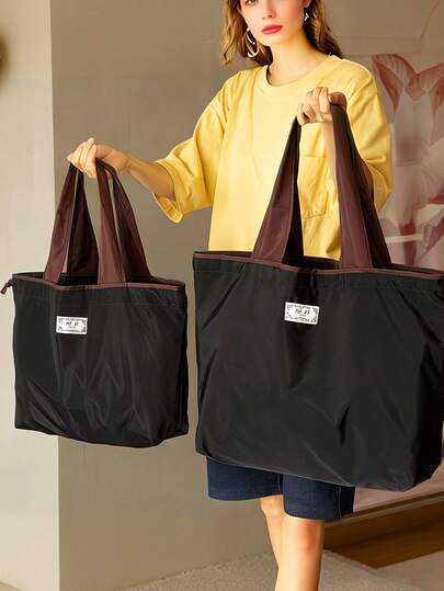 1 chiếc túi mua sắm dây rút dung tích lớn, túi đựng đồ tạp hóa bằng nylon chống thấm nước có thể tái sử dụng, túi xách tay có thể gập lại với dây đeo vai điều chỉnh được để sử dụng hàng ngày, túi tote dành cho nữ, túi mua sắm có thể gập lại, túi đi biển, phụ kiện du lịch cắm trại, quà tặng Ngày của Mẹ, quà tặng cá nhân hóa.