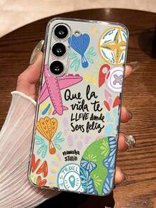 Map & Airplane Painted Perforated Transparent Minimalist Fashionable Anti-Drop Phone Case Compatible With IPhone 17/17Pro/17ProMax, 16/11/16Pro/16Plus/16ProMax/16e, 15ProMax, 13/14/12/XS/XR/7G/8P, Galaxy S25/S25Plus/S25 Ultra, A16/A36/A26/A56, 11/12Pro/12/12X/13Pro/14Pro/15Pro/X3pro, 10/9/Note9/12c/Note11Pro/Note8Pro/9C/9A - Multicolor - View 3