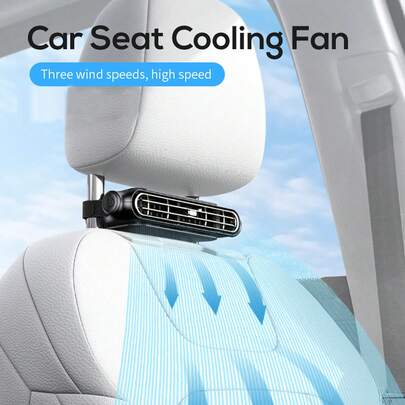 1pc Portable Car Seat Fan, USB Powered 3-Speed Adjustable Cooling, For Headrest & Seat Back, Fits All Vehicles, Comfortable Design, No Battery Needed, Suitable For Driver & Passenger, For Summer & Hot Weather Driving