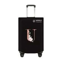 1pc Non-Stretch Non-Woven Fabric Luggage Protective Cover Suitable For 20-30 Inch Trolley Case, Anti-Scratch Luggage Protector Cover With Rose Gold Letter Pattern, Travel Accessory Essential For Back To School - Black - View 90