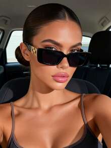 1 Pair Women's Geometric Plastic Frame Glasses, Exquisite Classic Retro Elegant Fashion, Suitable For Tropical Beach Vacation, Outdoor Travel, Daily Life, Street Photography Decoration, Women's Gift - Multicolor - View 3