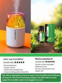 1 pieza Humidificador de volcán colorido de 180ml, adecuado para habitaciones, alimentado por USB, 2 modos de funcionamiento, luz LED de 7 colores, niebla silenciosa, purificador de aire eléctrico para el hogar, lámpara de aroma con efecto de volcán y difusor de aceites esenciales, excelente para la decoración interior - Blanco y Negro - Ver 23