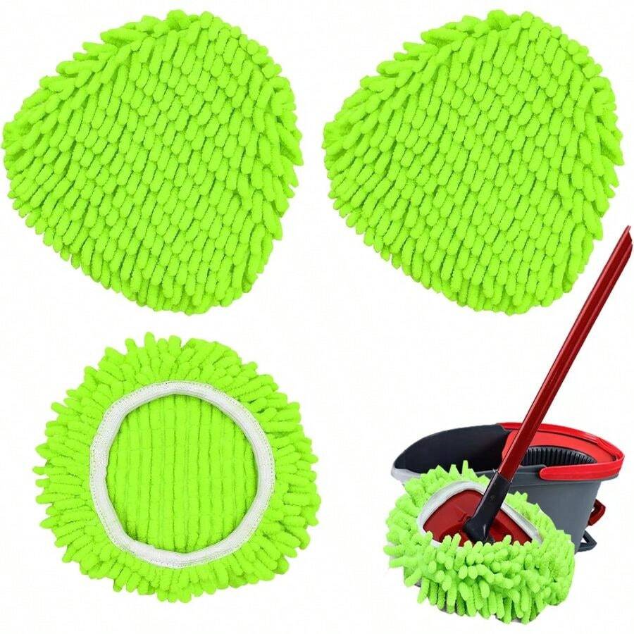 Repuestos de cabezales de mopa giratoria Ocedar Easywring 1 Sistema Paquete de 3 almohadillas de mopa de chenilla Recambio de mopa giratoria para O Cedar Mop Verde - Por defecto - Ver 1