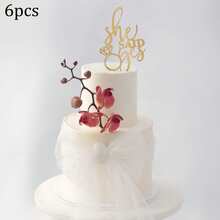 1pc/3pcs/6pcs Set Acrylic "She Said Yes" Cake Topper, Suitable For Bridal Shower, Engagement Party, Wedding Celebration - Multicolor - View 21