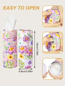 2pcs/4pcs Floral Pattern Car Tissue Box - Round Cup Holder Tissue Box With 200pcs 3-Ply Tissues, Suitable For Car Cup Holder And Home Desk, Pink And White Floral Pattern Suitable For Ladies, Children And Family Travel - Tissue Box - View 6