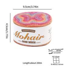 50g Sợi len ombre dạng bánh, sợi pha mohair siêu mềm, chuyển màu cầu vồng, thích hợp để móc, đan, làm đồ thủ công nhiều màu sắc, áo len, khăn choàng, áo khoác, mũ, khăn quàng cổ. - 02 Đầy màu sắc - Xem 5