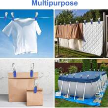 6 Pieces Durable Stainless Steel Pool Cover Clips With Blue Plastic Handles - Heavy Duty Windproof Spring Clips For Secure Above - 6 Stainless Steel Clothes Clips - View 7