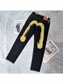 Jeans Men's High-Quality Fashion Men's Jeans Cool Style Jeans Printed Pattern Jeans - Style 3 (Black) - View 3