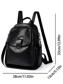 2026 女士休闲双肩包 设计师款高品质真皮女士单肩包 奢华书包 大容量背包 日常使用 - 黑色 - 查看 5