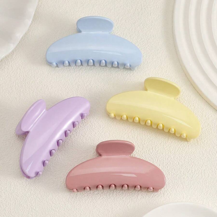 Bộ 3 kẹp tóc nhựa nhẹ 9cm/3.54in màu hồng, trắng, xanh dương, kiểu dáng thời trang, đa năng, thanh lịch, tối giản, màu trơn, phù hợp cho sử dụng hàng ngày, đi chơi, dự tiệc, đi làm, đi biển, đi nghỉ mát - dùng để tạo kiểu tóc, buộc tóc đuôi ngựa, búi tóc, rửa mặt, trang điểm, phụ kiện trang phục mùa hè, kẹp tóc đi biển, phụ kiện du lịch. - Nhiều màu - Xem 1