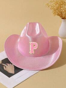 Mũ cao bồi lấp lánh chữ cái A-Z tùy chỉnh dành cho người lớn, bền chắc, chống nắng, thích hợp cho các bữa tiệc, lễ hội âm nhạc và thời trang hàng ngày. - Hồng - Xem 13