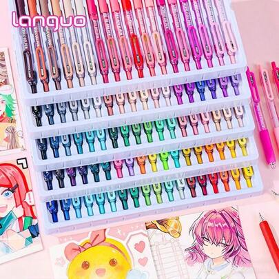 סט מברשות צבע אקרילי 36/54/72/90 צבעים 0.7 מ"מ, מילוי בקיבולת גדולה, יכולת ערבוב צבעים כפולים עם חוד דק, מתאים להערות תלמידים, ציור, ספרי עשה זאת בעצמך, שימוש משרדי, מתנות יצירתיות, ציוד לאמנות לחזרה לבית הספר