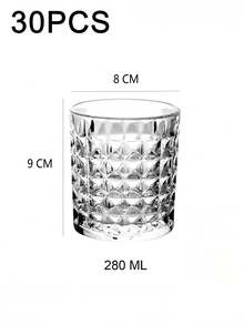 6-Piece Minimalist Transparent Glass Water Cup Set, Suitable For Home Use, Coffee Cups, Juice Cups, Whiskey Cups, Straight-Sided Textured Beverage Cups, Multiple Sizes Available, Party Table Cups. - DM303 (280ml) - View 9