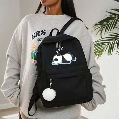Túi xách hình gấu trúc dễ thương dành cho nữ sinh trung học, sinh viên đại học, có mặt dây chuyền hình quả cầu nhỏ, kiểu dáng cổ điển, nhỏ gọn, thích hợp cho hoạt động ngoài trời, du lịch, túi sách nhẹ, túi đi làm, ba lô đựng laptop dành cho nam và nữ. Phiên bản mới và cũ được giao ngẫu nhiên. Hộp bút nhiều lớp dung tích lớn, đồ dùng học tập thiết yếu cho năm học mới, đồ dùng văn phòng phẩm.