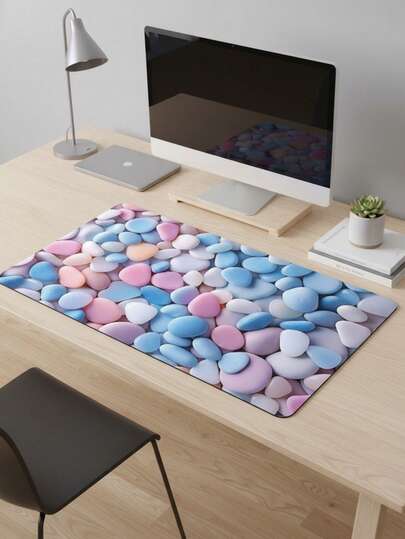 Large Size Waterproof Non-Slip Smooth Cloth Surface Macaron Color Pebble Pattern Mouse Pad, Suitable As Keyboard Pad, Desk Mat Or Book Stand, Suitable For Gamers, Office And Dorm Use, Compatible With Mouse And Trackball, Gift For Gamers