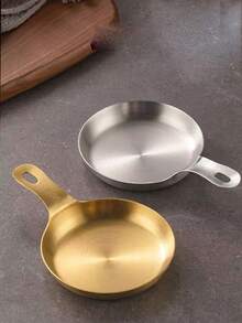 1pc Retro 304 Stainless Steel Sauce Dish With Handle, Western Style Condiment Cup, Kitchen Soy Sauce Vinegar Dipping Plate - Silver - View 2