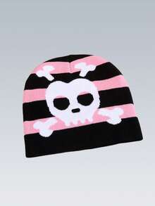 1pc Autumn And Winter New Jacquard Knitted Hat, Green Skull Wool Hat, Unisex Quirky Creative Fashion Warm Beanie - Jacquard Skull - View 5