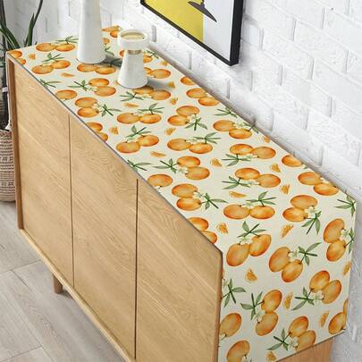 橙子柑橘桌旗，可爱主题生日夏季派对厨房餐厅家居装饰