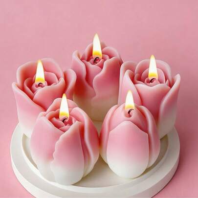 1个郁金香形状硅胶蜡烛模具 DIY郁金香香薰石石膏扩香器家居装饰硅胶模具