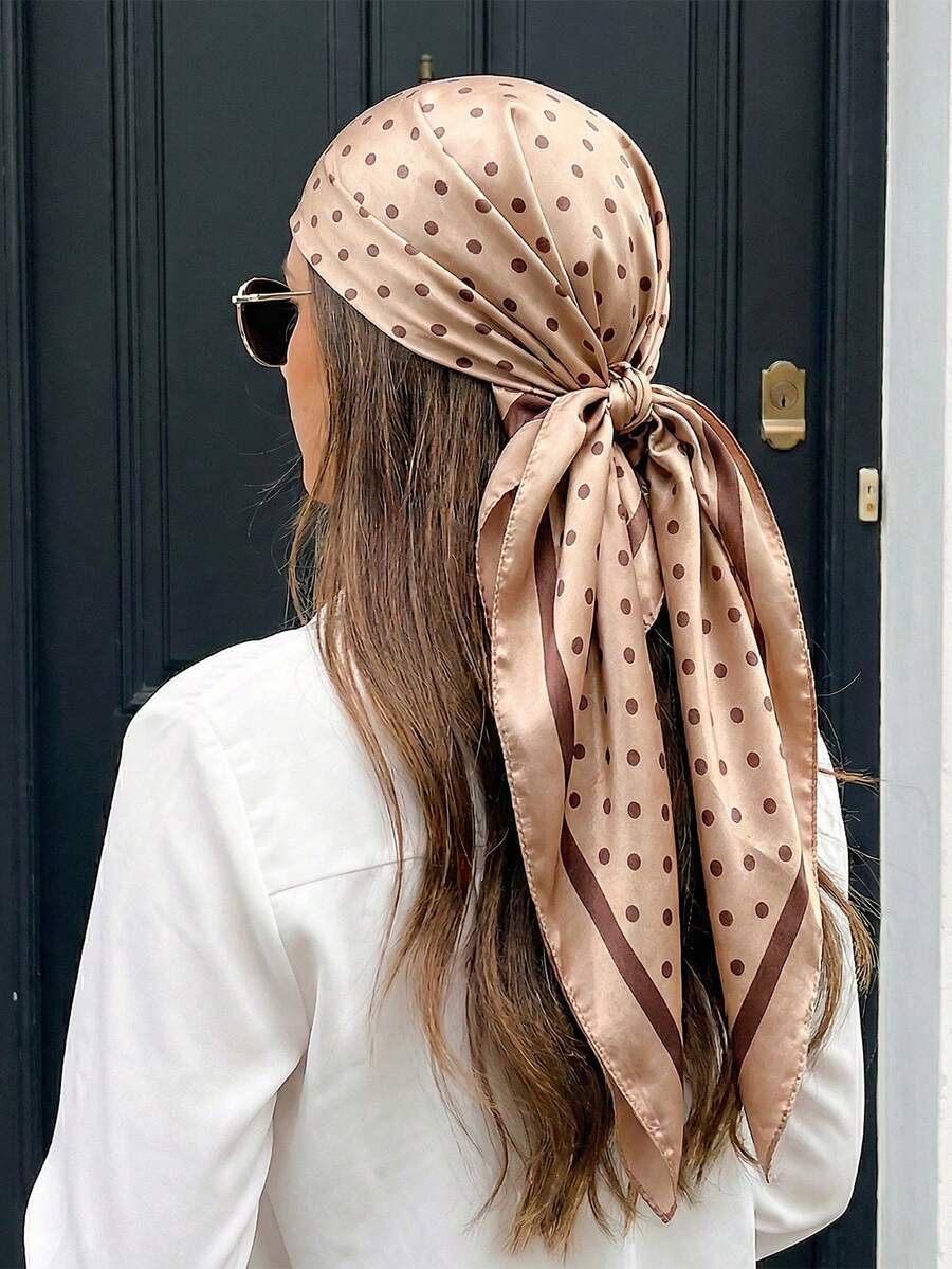 1 chiếc khăn trùm đầu bằng satin in họa tiết tối giản, phụ kiện thời trang mùa xuân mới dành cho nữ, có thể dùng làm thắt lưng, trang trí bao bì, ruy băng, băng đô, lý tưởng để tạo kiểu.