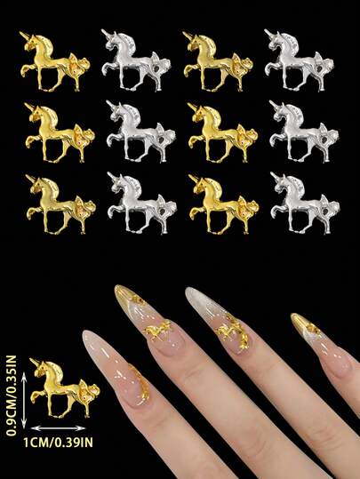 2026 New Little Horse Nail Art Accessories, 20pcs/Set Metal DIY Nail Art Decorations, Short Nails Nail Art Supplies,Y2K Style Women's Decorative Nail Art Accessories, Suitable For Makeup Styling Products, Nail Sets - Nail Art Accessories - Christmas Nail Decorations, Valentine's Day Nail Ornaments