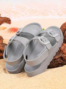 Sandalias de verano para exteriores, zapatos ligeros y cómodos de punta abierta para niños para el jardín - Gris - Ver 5
