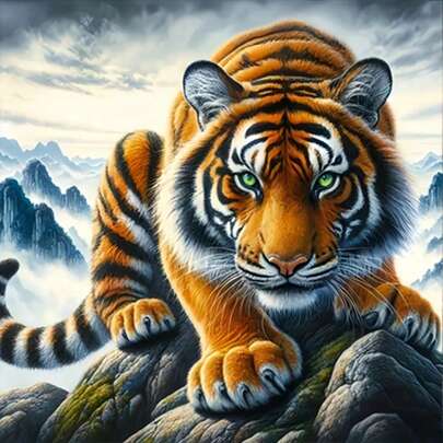 Bộ tranh đính kim cương 5D - Kim cương tròn đầy đủ, họa tiết hổ, bộ tranh acrylic trang trí nhà cửa, bộ quà tặng tranh đính kim cương không khung.