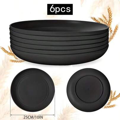 Juego de 6 platos de plástico irrompibles - Platos de cena, platos de fruta, platos de aperitivos, platos de postre, platos de ensalada, platos de pasta - Ligeros y aptos para lavavajillas - Perfectos para el hogar, picnic, camping, fiestas, caravana, cocina, dormitorio - Ideales para servir comida y postres - Accesorios de vajilla esenciales