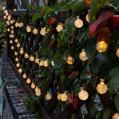 太阳能泡泡灯：20/50/100颗LED灯珠，3种颜色可选（暖光/冷光/彩色），8种模式，IP65防水，适用于树木、花园、婚礼和庭院装饰