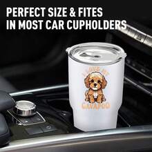 30oz Stainless Steel Tumbler Black White Options,  I Love My Cavapoo Dog Print Graphic Cups, Insulated Travel Coffee Mug With Lid And Straw , Double Wall Vacuum Reusable Travel Cups, Funny Birthday Party Gift For Women & Men - 白色 - 查看 2