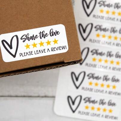 200 cái/cuộn Nhãn dán "Chia sẻ tình yêu", Nhãn dán doanh nghiệp nhỏ, Cảm ơn bạn đã mua hàng tại cửa hàng nhỏ, Vui lòng để lại đánh giá, Nhãn dán ủng hộ doanh nghiệp nhỏ