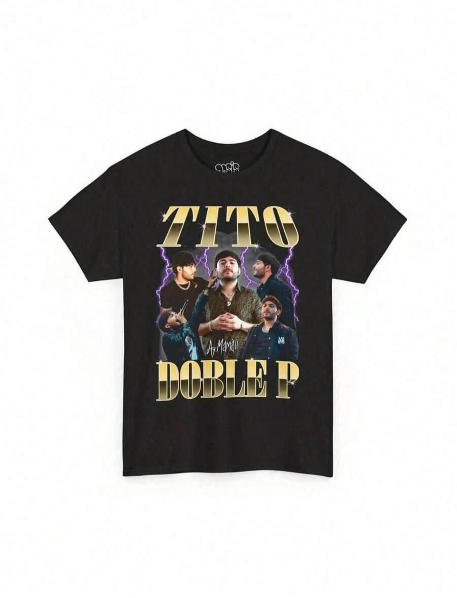 None Back In The Day Chicano Print Crew Neck T-Shirts Casual Wear Y2k - Black - View 1