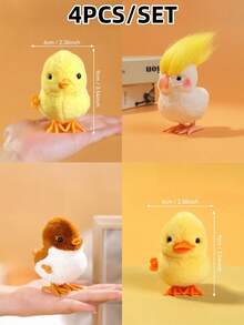 1/4件可愛發條跳跳雞毛絨玩具，趣味上鍊動物玩具，適合兒童、青少年與成人，派對遊戲、旅行玩具、派對小禮、禮物袋填充物、教室獎品、生日禮物 - 彩色 - 查看 22