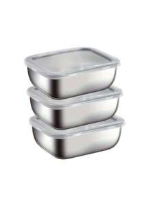 Stainless Steel Food Storage Container With Lid, Steel Food Container, Refrigeration Packaging Box, Decorative Box Outdoor Picnic Food Storage Box, Metal Pickled Snack Container, Dishwasher & Freezer - Multicolor - View 14