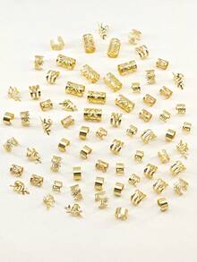 70pcs Sun & Wheat Shaped Hair Scrunchies - Bohemian Alloy Hair Clips With Sunshine & Wheat Ear Patterns, Suitable For Braids And Hair Ends - Gold - View 6