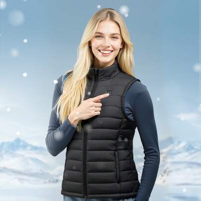Gilet chauffant, gilet électrique chauffant pour femmes avec batterie 16000 mAh, 8 zones de chauffage, léger et rechargeable, 3 niveaux, pour randonnée, camping, pêche, ski en extérieur, taille L