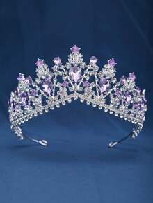 1pc Elegant Baroque Style Bridal Luxury Crystal Crown, Wedding Party Performance Tiara Headpiece - Multicolor - View 5