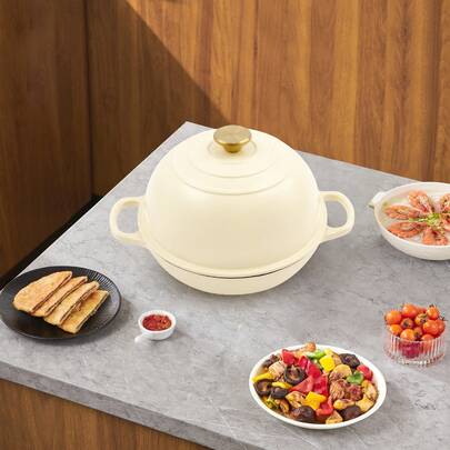 SENDERPICK White Enamelled Cast Iron Pot Cast Iron Bread Pot 77.44 Oz Enamelled Pot