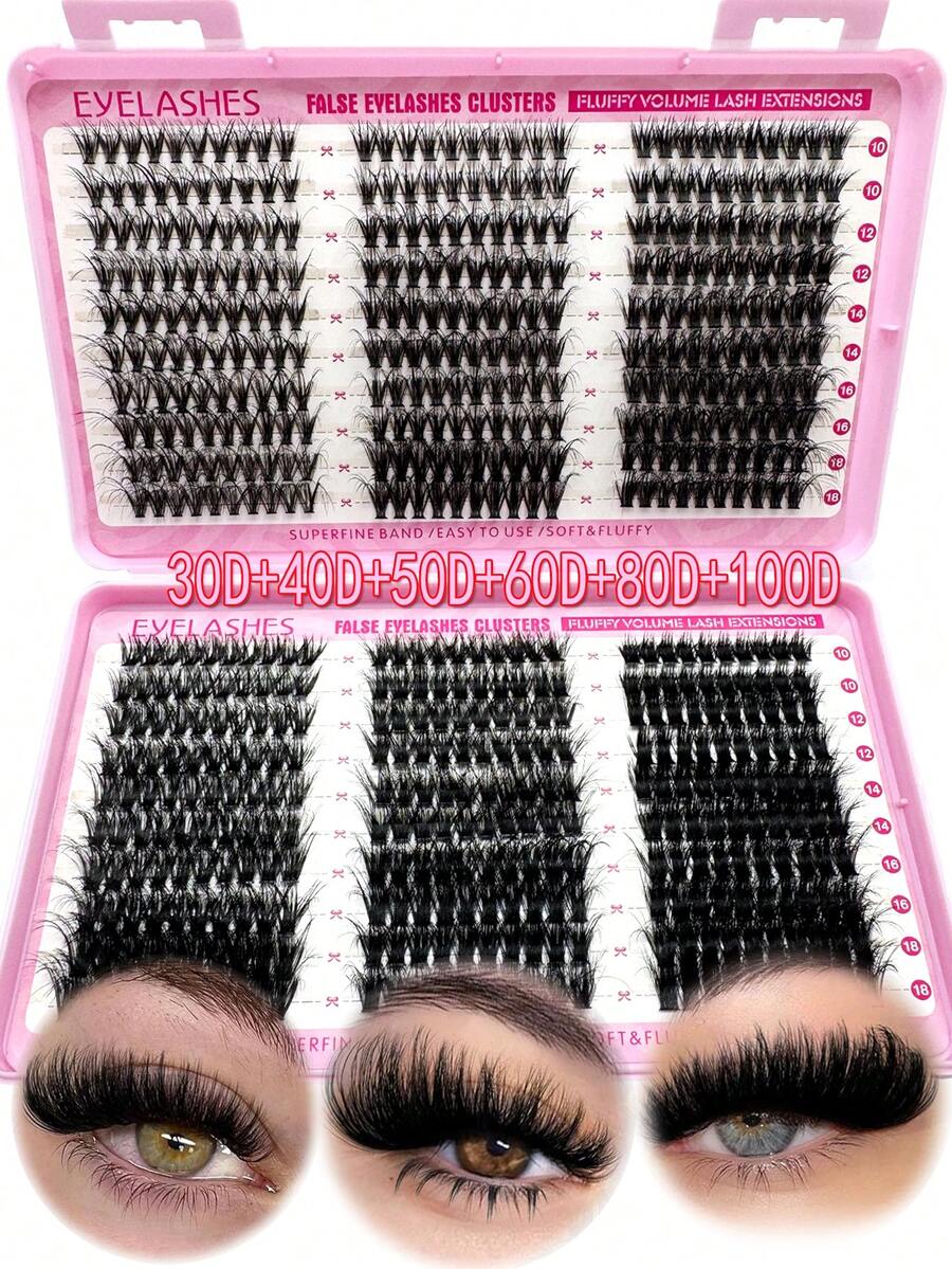 Bộ 600/590/570/540 sợi mi giả DD Curl, mi giả dạng chùm và mi giả dung lượng lớn, mi dưới, mi nhọn và mi giả dạng cụm, độ dày 30D/40D/50D/60D/80/100D, độ dài hỗn hợp 10-18mm, thân thiện với người mới bắt đầu, mềm mại và bông xốp, tạo vẻ tự nhiên, dễ dàng tự làm mi giả phân đoạn tại nhà.