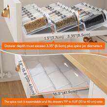 Spice Drawer Organiser Spice Rack For Inside Drawer Adjustable Seasoning Jars Storage Tray For Cupboard Acrylic Drawers Shelf For Kitchen Countertop Cabinet 3 Ties 6 Pack Plastic Cleargtt - Clear - View 3